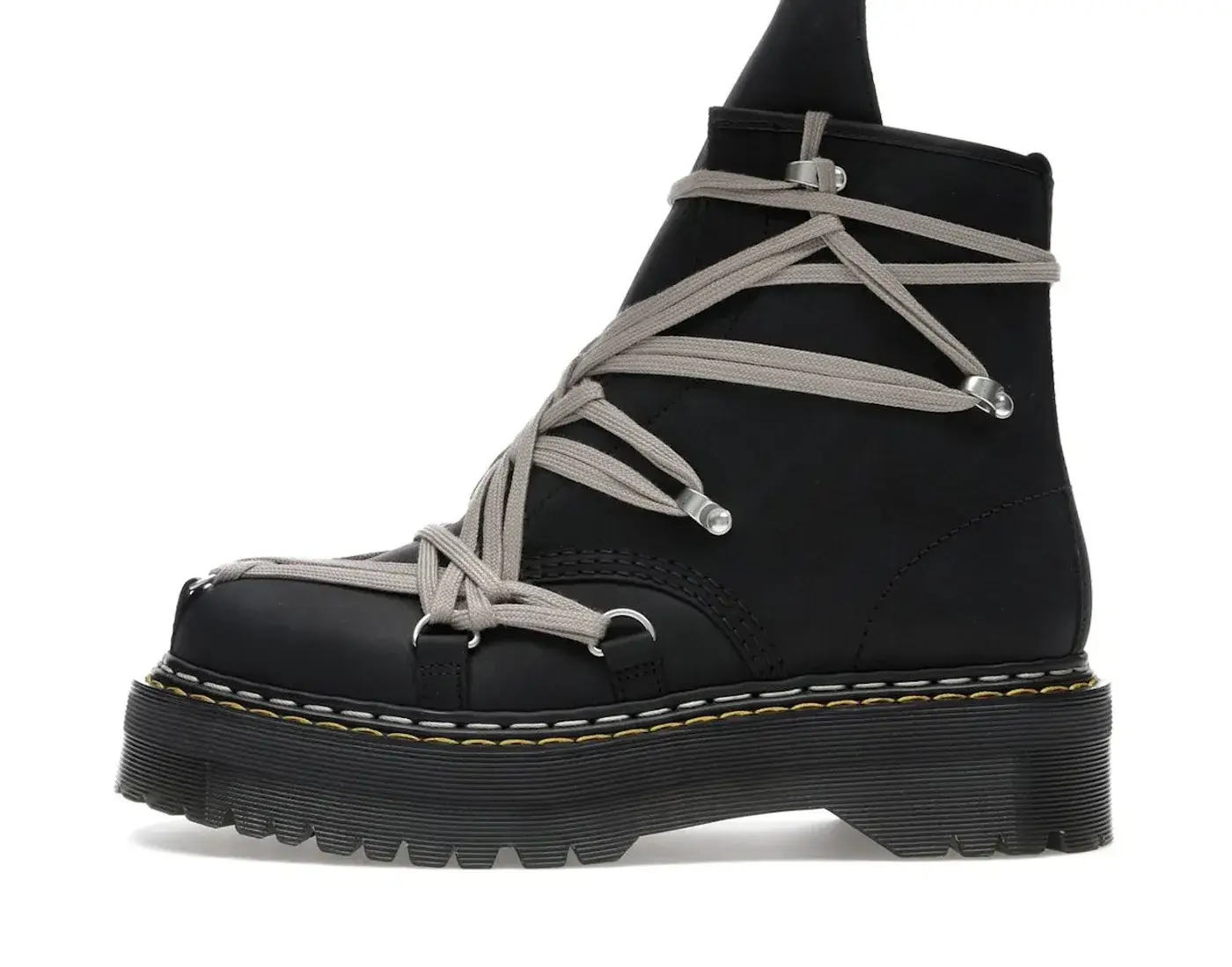 Rick Owens DRKSHDW x Dr Martens 1460 Quad Sole Mega Lace Boot Black