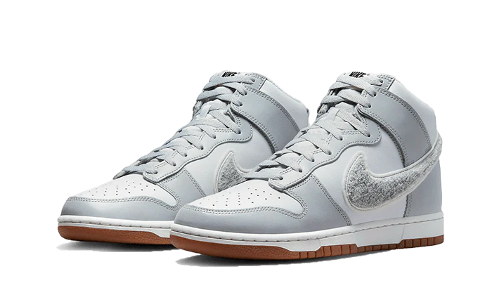 Nike Dunk High Retro Chenille Swoosh White Grey - Image 2