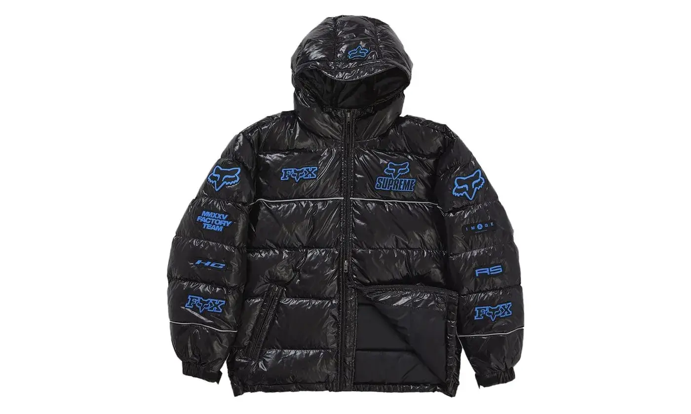 Supreme Fox Racing Shiny Down Puffer Jacket Black - Image 3