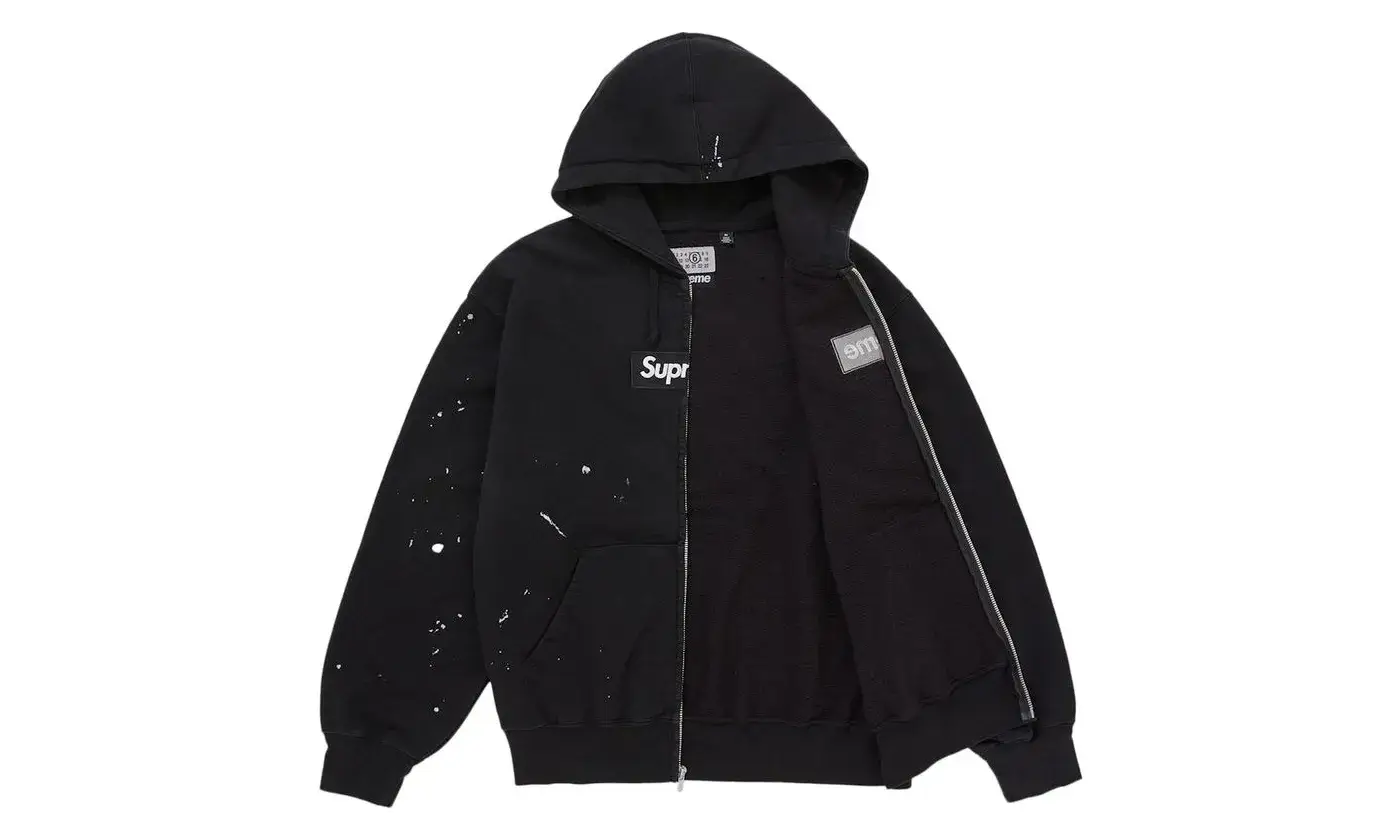 Supreme MM6 Maison Margiela Box Logo Zip Up Hooded Sweatshirt Black - Image 2