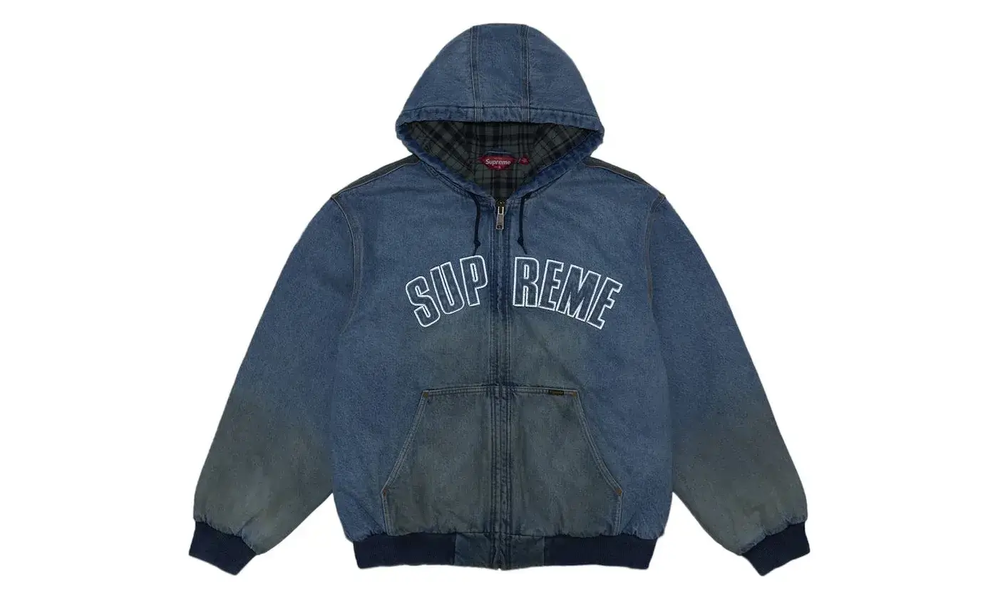 Supreme Reflective Arc Hooded Work Jacket Denim - Image 2
